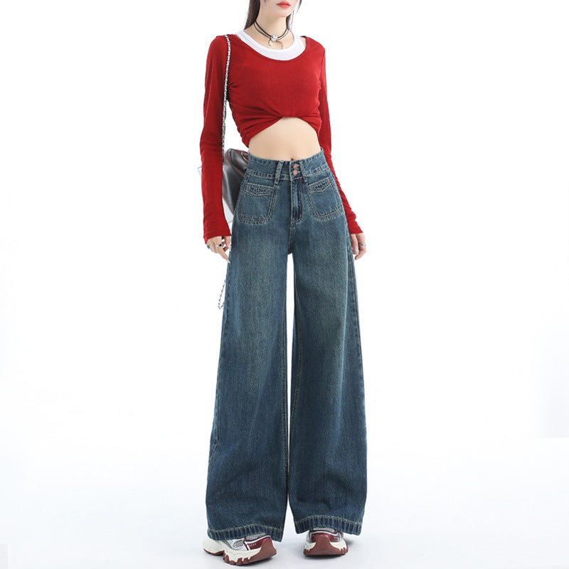 Women's American-style Retro Loose Wide Jeans