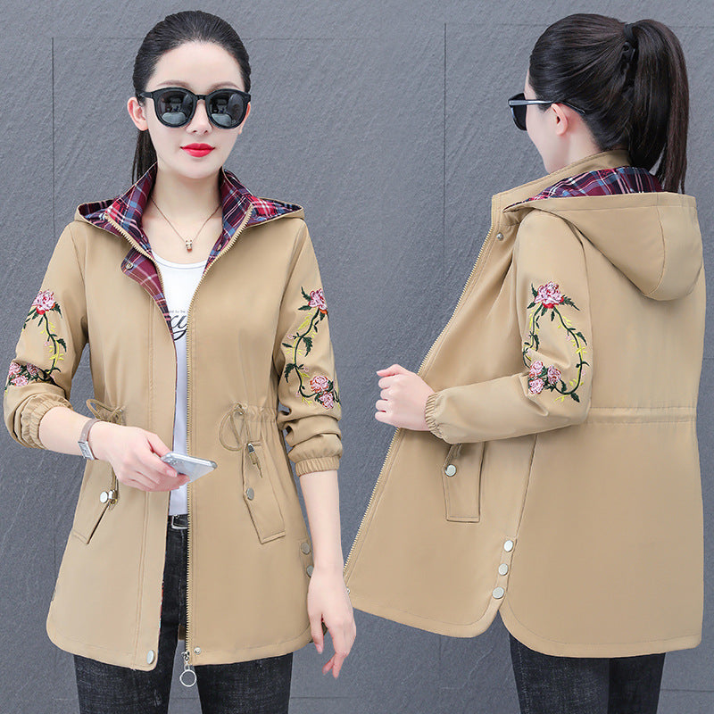 Women's Mid-length Hooded Detachable Trench Coat