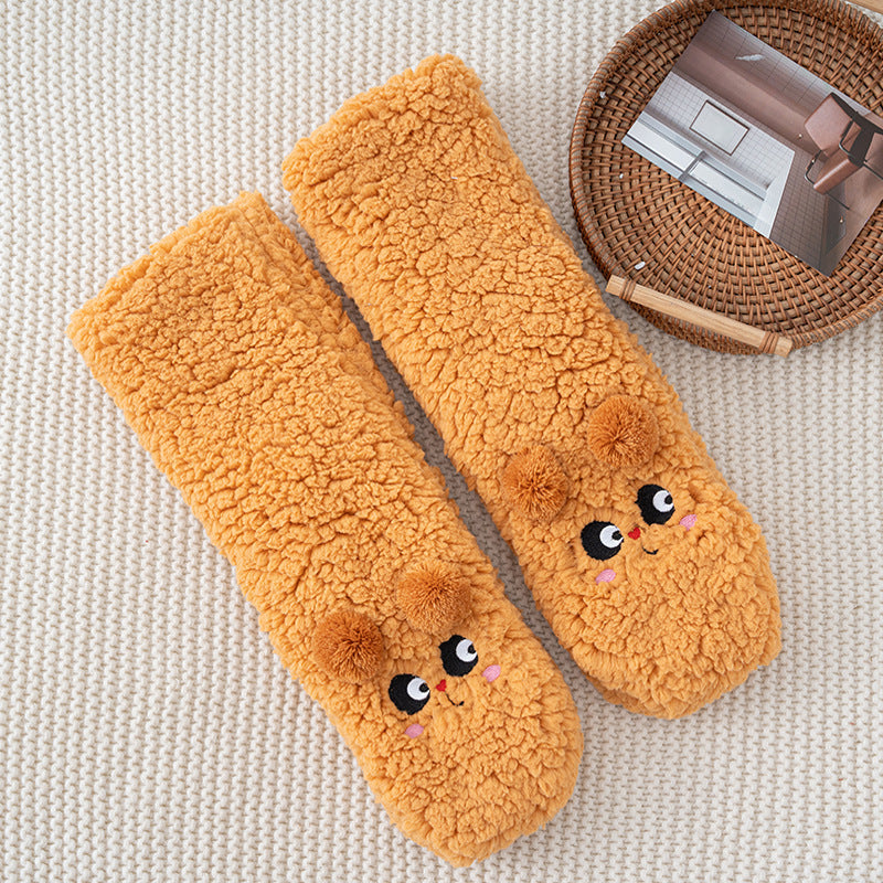 Thickened Winter Fuzzy Socks Women Warm Home Slipper Solid Color Socks Girl Cute Christmas Gift Female Funny Sleep Floor Socks