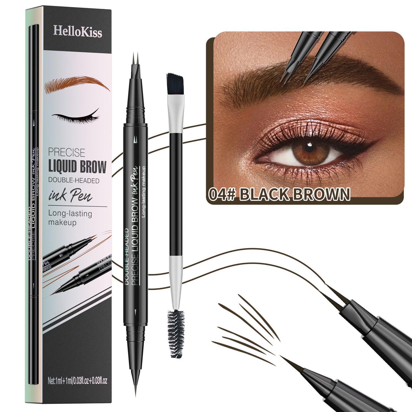 Two Fork Eyebrow Pencil Waterproof Sweat-proof Wild Eyebrow Double Head 2 In1 Eyebrow Pencil Liquid