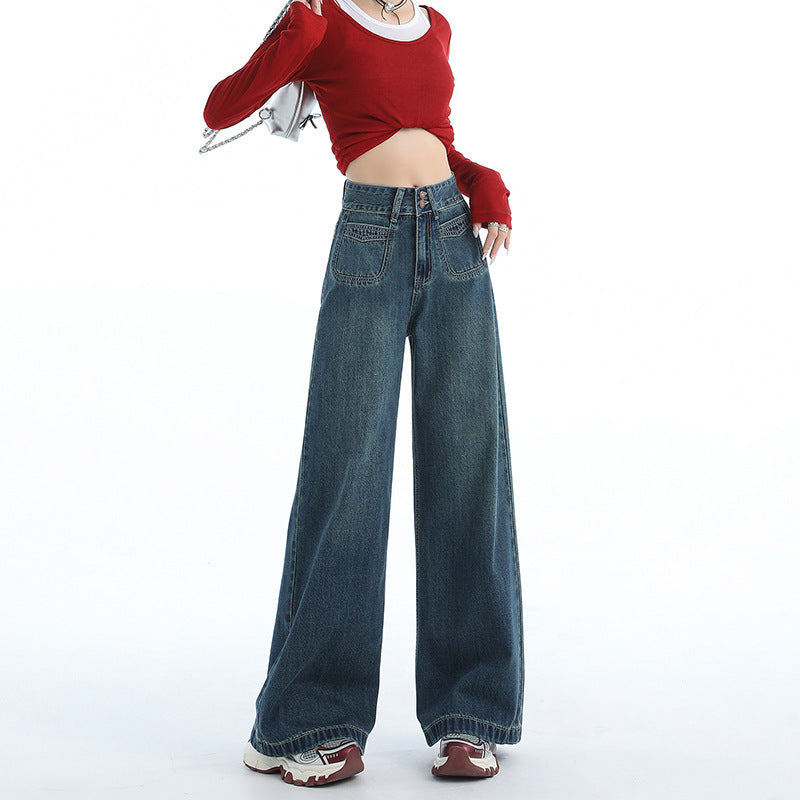 Women's American-style Retro Loose Wide Jeans