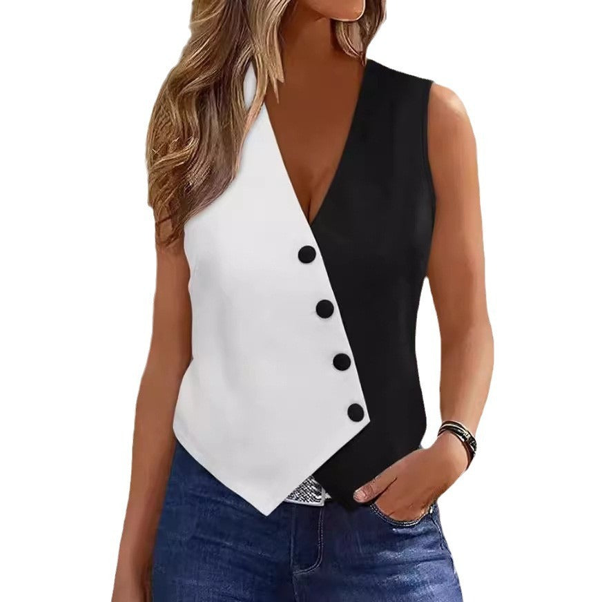 V-neck Short Suit Waistcoat Vest