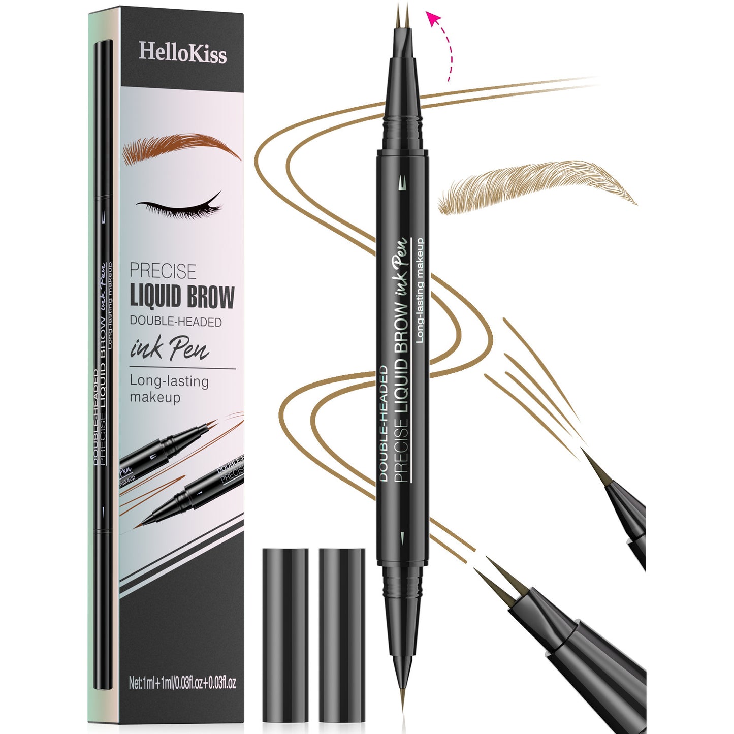 Two Fork Eyebrow Pencil Waterproof Sweat-proof Wild Eyebrow Double Head 2 In1 Eyebrow Pencil Liquid