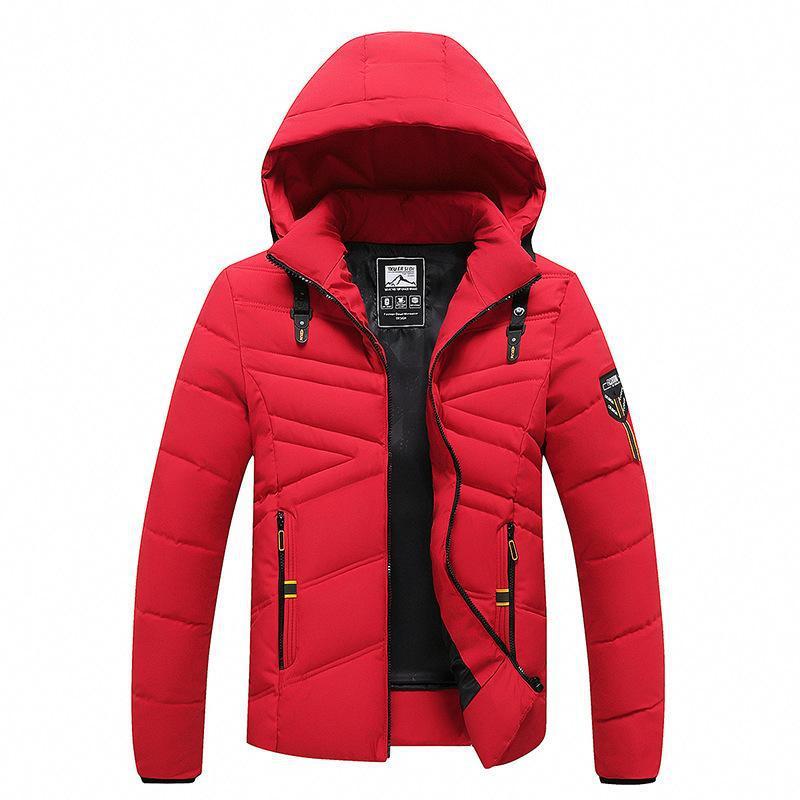 Men's Solid Color Hooded Polyester Cotton Coat