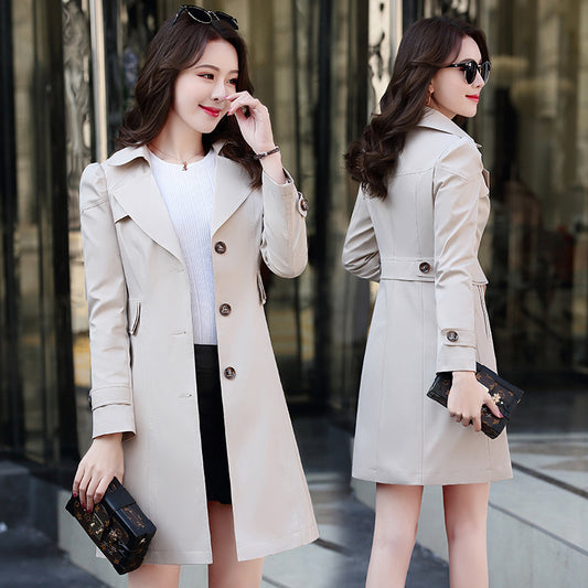 Spring Autumn Trench Coat Slim Single Breasted