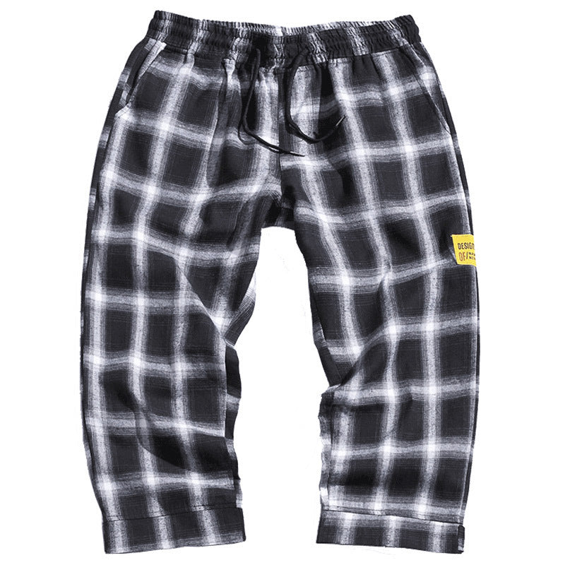 Plaid nine-point pants sweatpants men