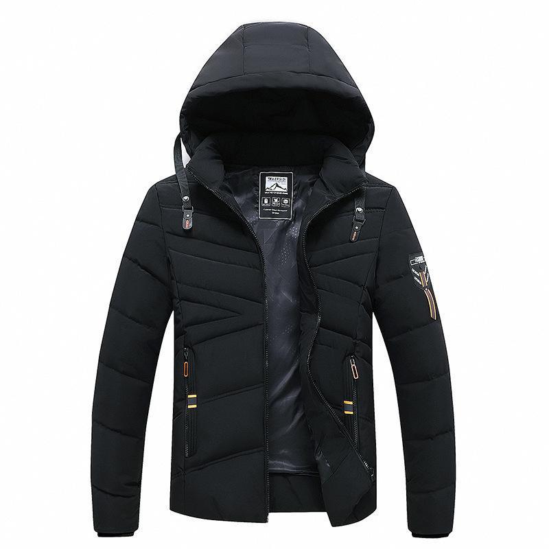 Men's Solid Color Hooded Polyester Cotton Coat