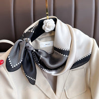 Artificial Silk Striped High-grade Korean Style Stylish Beach Arm Bag Silk Scarf