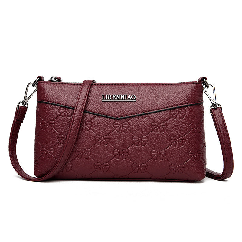 Embossed Pu Texture Middle-aged And Elderly Shoulder Messenger Bag