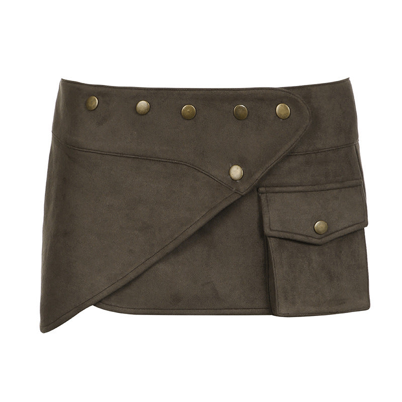 Waste Soil Style Metal Decorative Mini Hip Skirt For Women