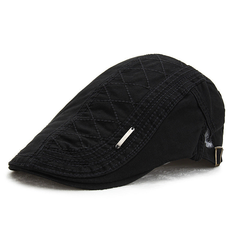 Solid color grid cap retro sun shade beret