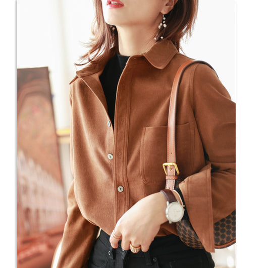 Stathickened Outer Long-Sleeved Shirt Women's Autumn And Winter Cking Shirts