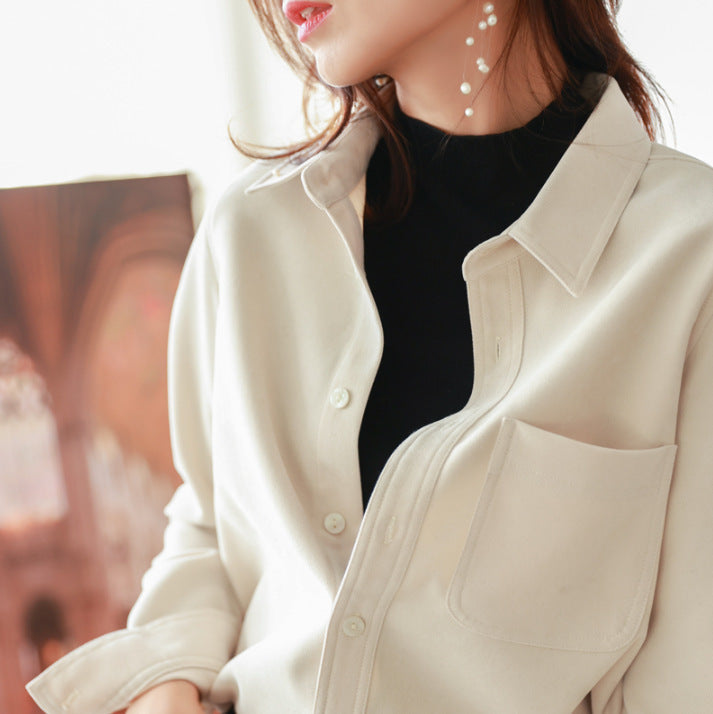 Stathickened Outer Long-Sleeved Shirt Women's Autumn And Winter Cking Shirts