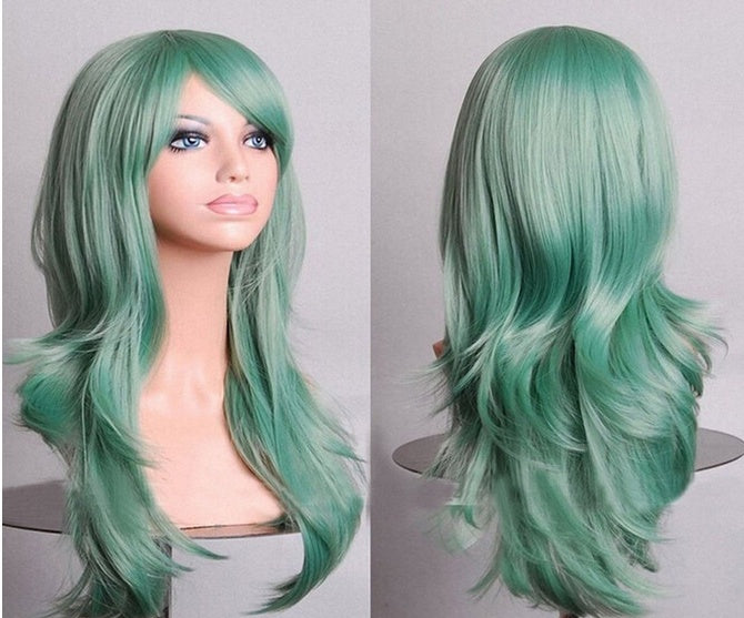 Cos Long Roll Anime Cosplay Color European And American Wig Foreign Trade Multicolor