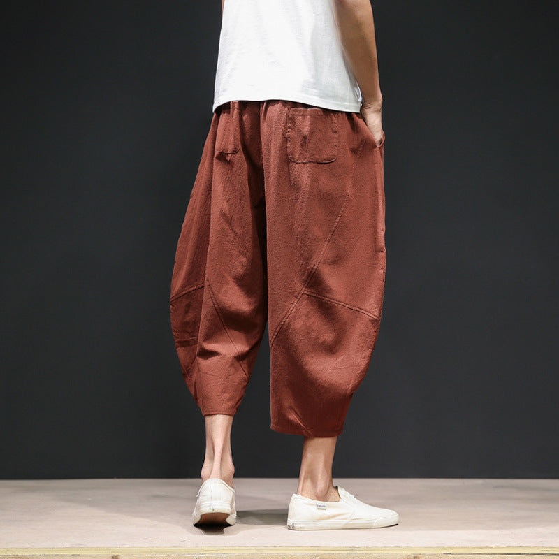 Men's cropped bloomers loose wide-leg pants plus size harem pants