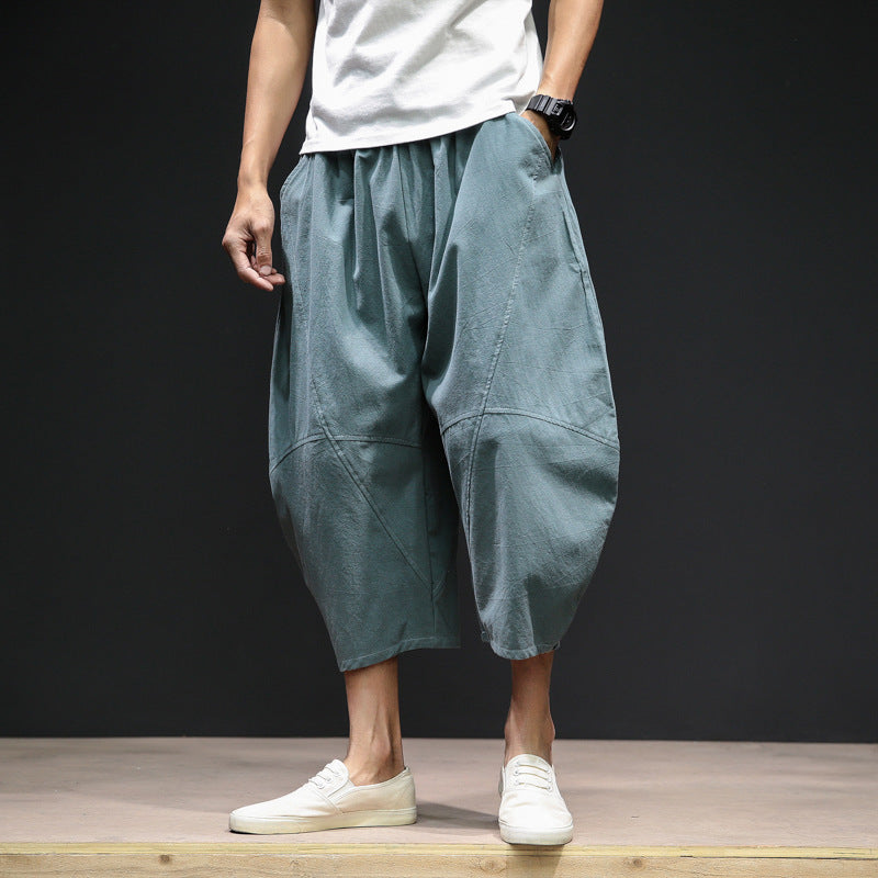 Men's cropped bloomers loose wide-leg pants plus size harem pants