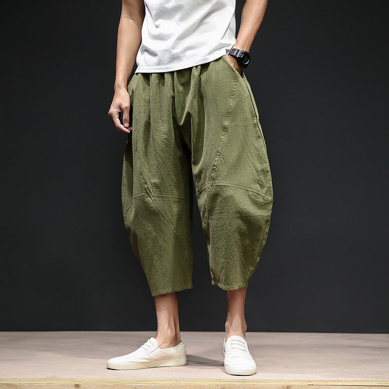 Men's cropped bloomers loose wide-leg pants plus size harem pants