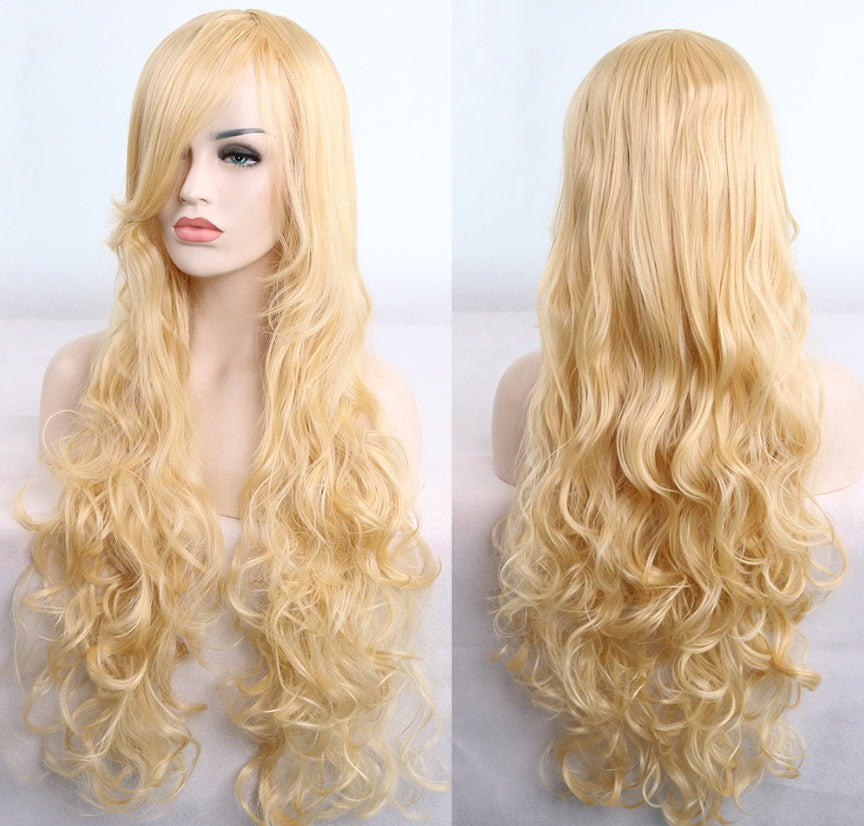 Anime cos wig color 80cm long curly cosplay role playing