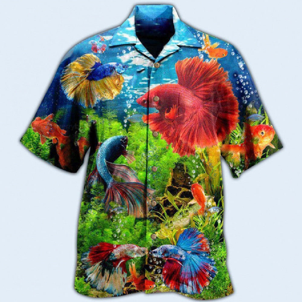 Men's Casual Digital Printed Short-sleeved Shirt