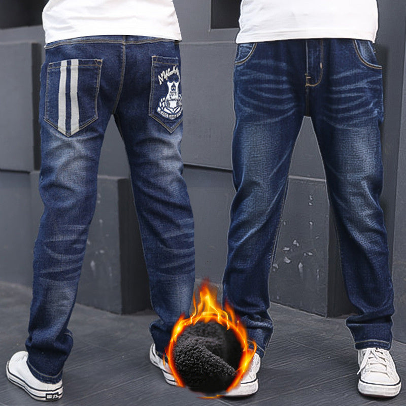 Warm and fleece boy jeans