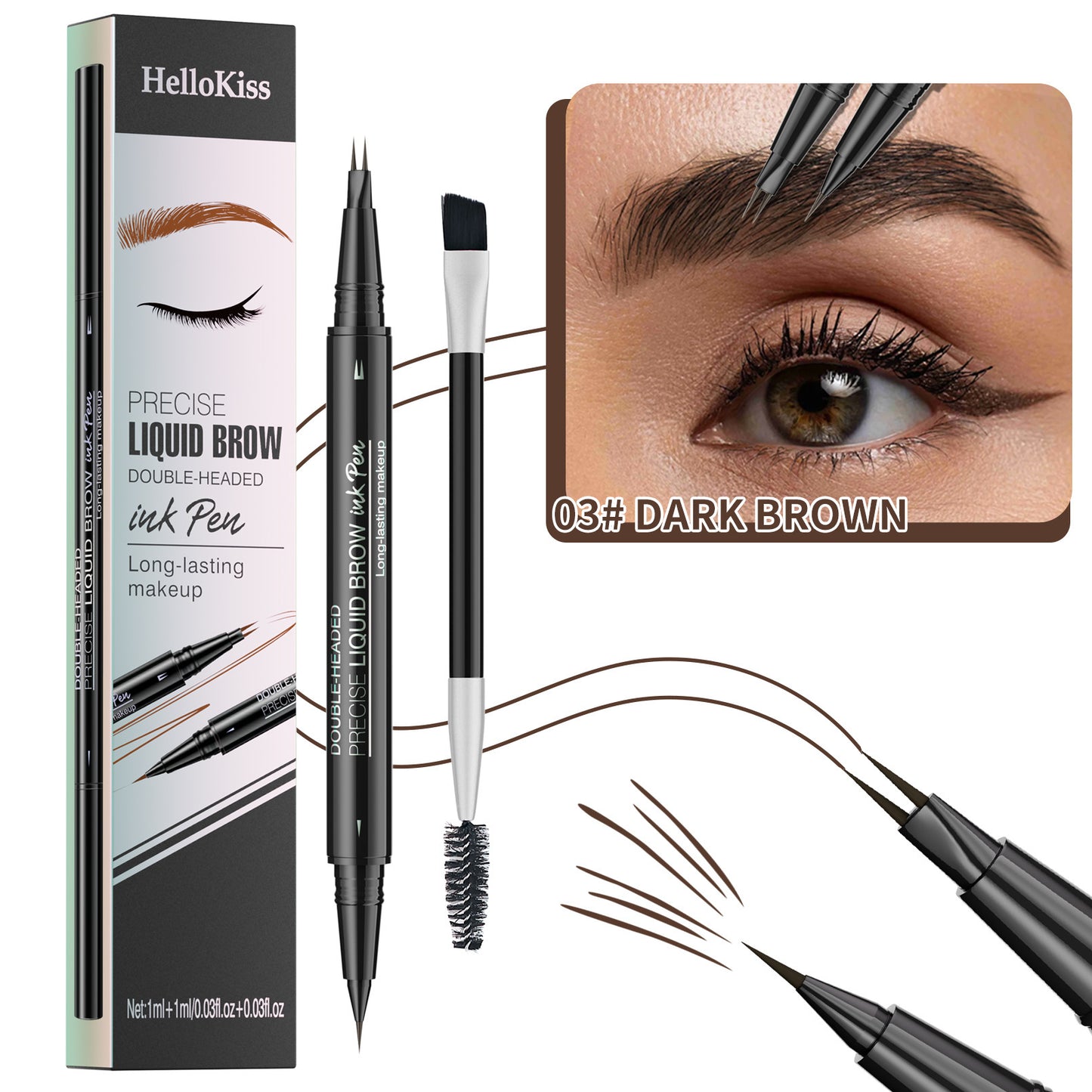 Two Fork Eyebrow Pencil Waterproof Sweat-proof Wild Eyebrow Double Head 2 In1 Eyebrow Pencil Liquid