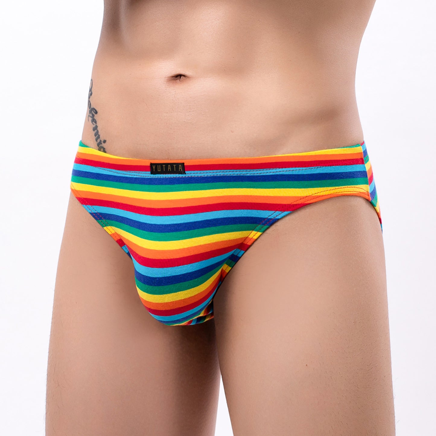 Colorful Stripes Fashion Breathable Men's Briefs