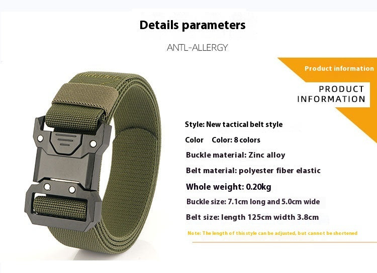 New Quick Release Tactical Release Buckle Braided Elastic Belt Men