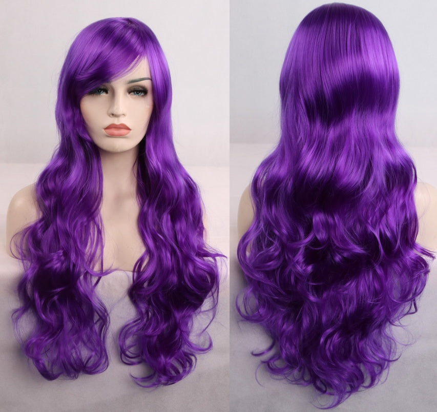 Anime cos wig color 80cm long curly cosplay role playing