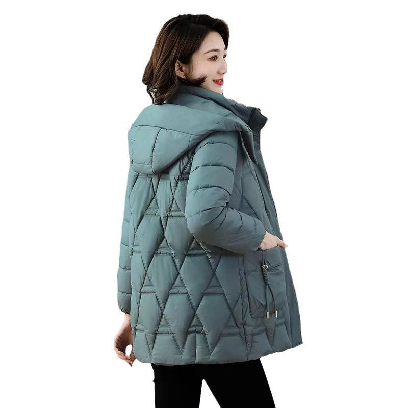 Down Cotton-padded Jacket Women's Mid-length Hooded