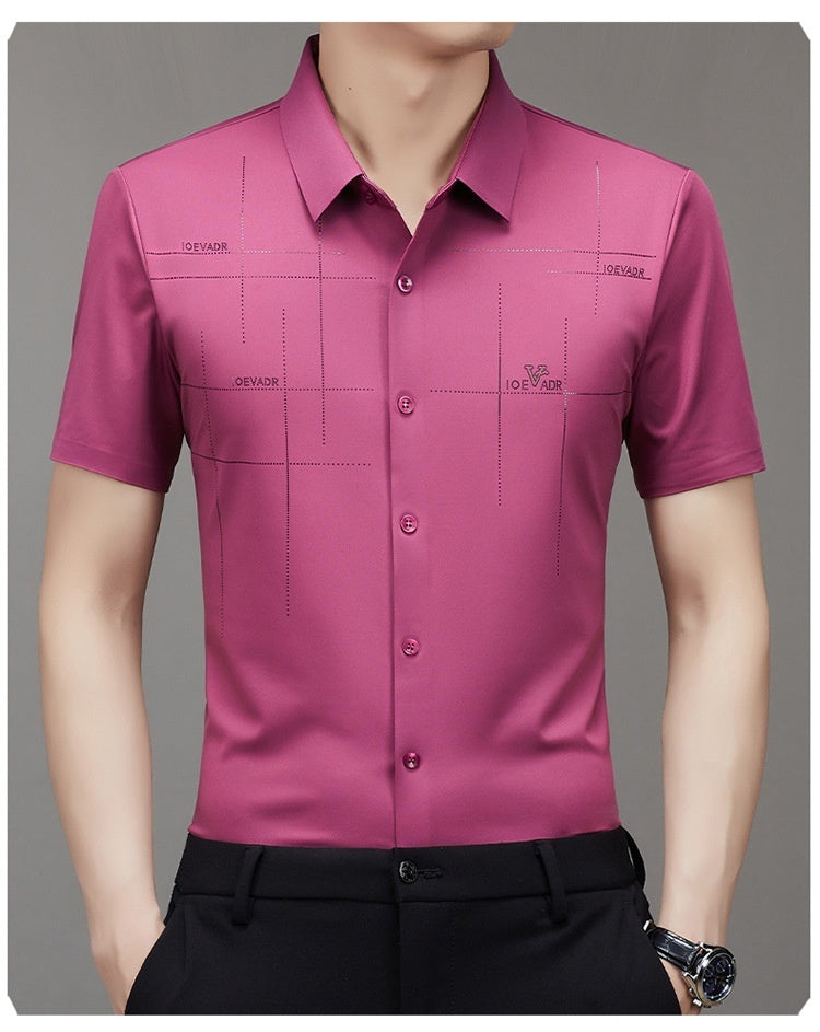 Summer New Men's Short-sleeved Shirt Seamless Business Shirt