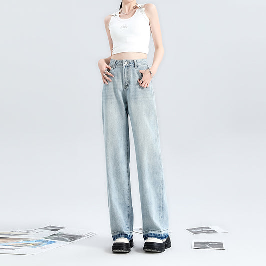 Fashion Light Blue Wide Leg Jeans For Women