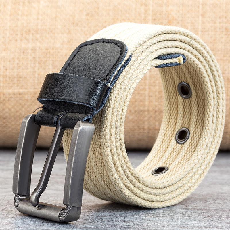 Men's Pin Buckle Polyester Woven Pants Canvas Belt