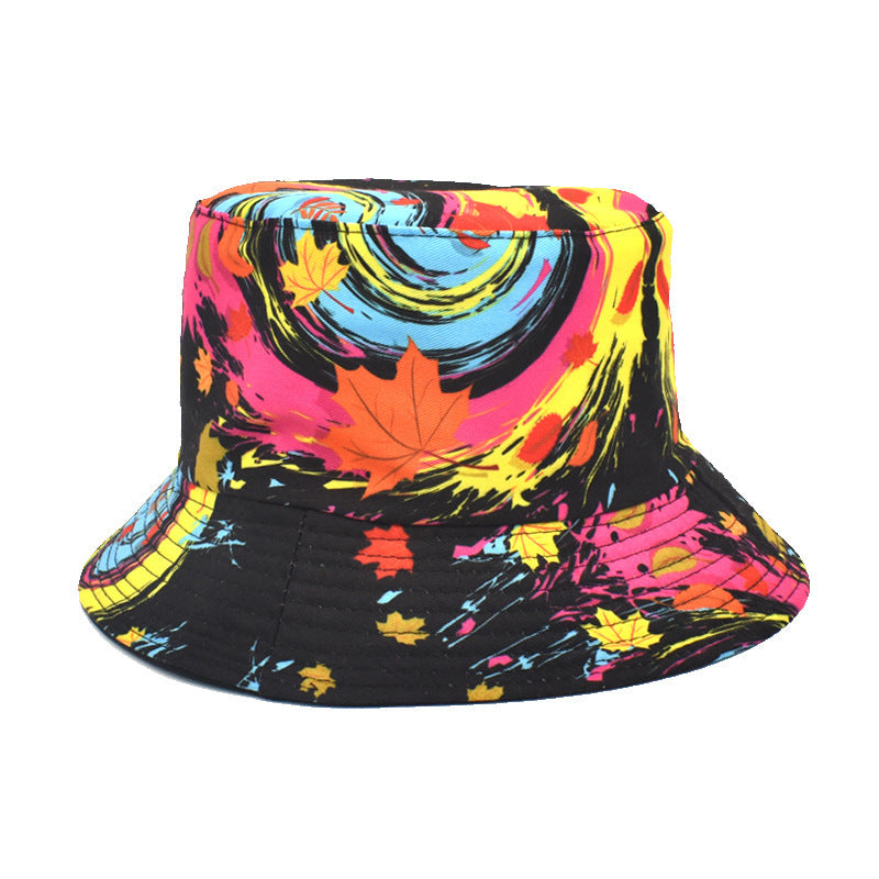 Printed Bucket Hat Women's Outdoor Sunshade Double-sided Hat