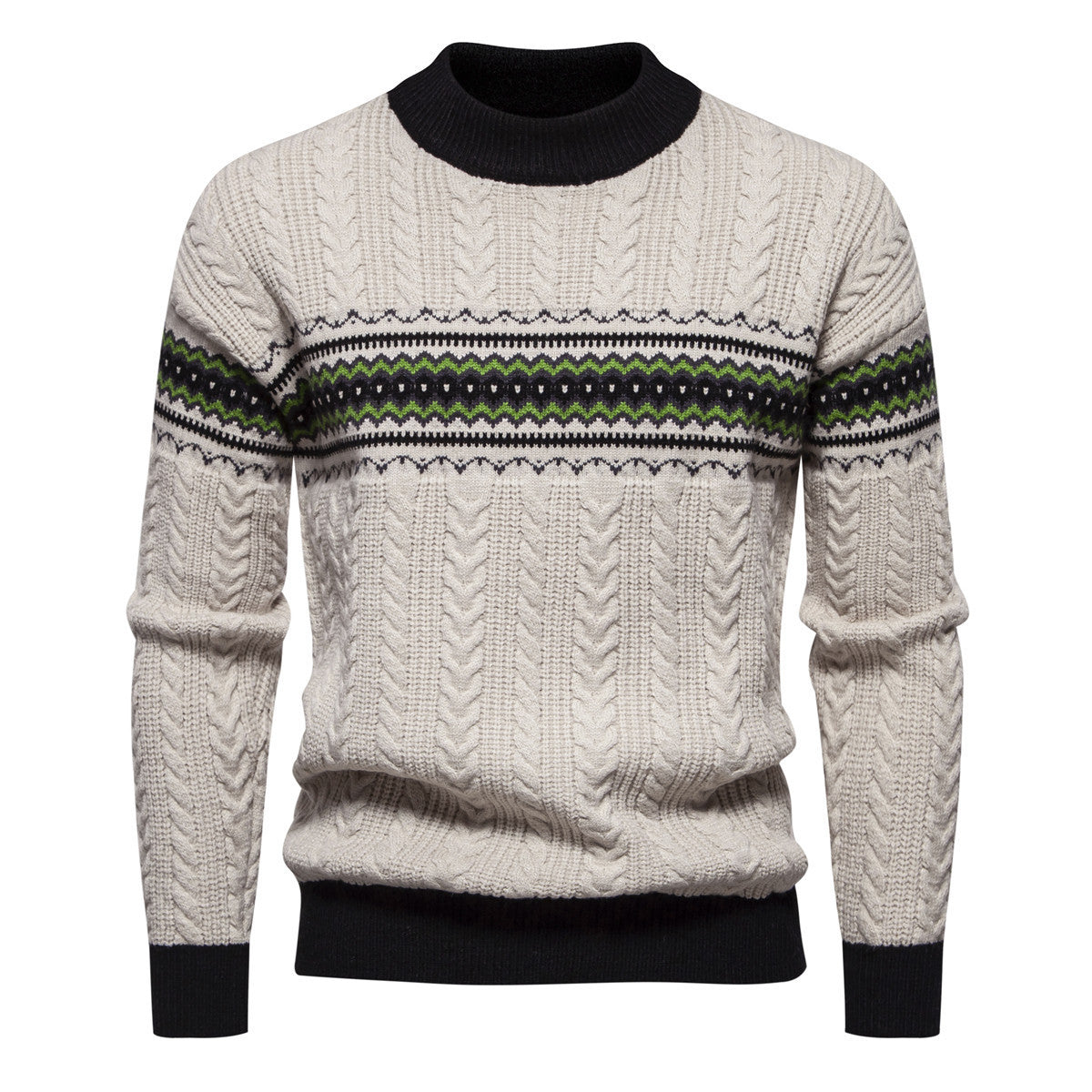 Men's Round Neck Pullover Print Casual Sweater