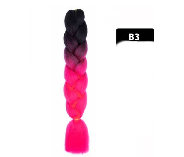 Color Big Braid African Chemical Fiber High Temperature Silk Wig Gradient