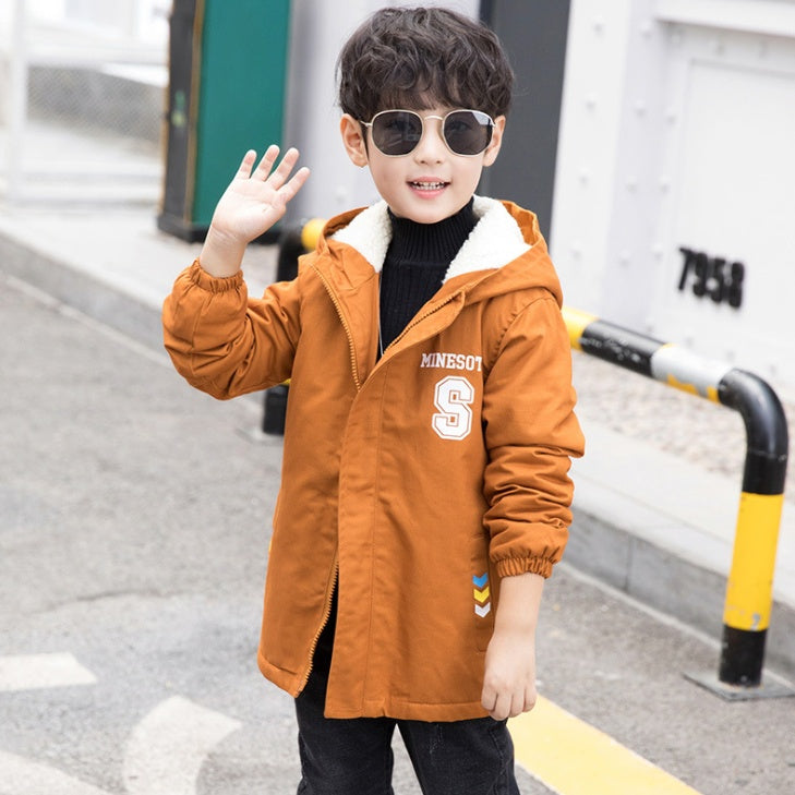 Children's jacket winter new plus velvet Korean version of the big children's tide loaded children's windbreaker boy casual children's clothing men