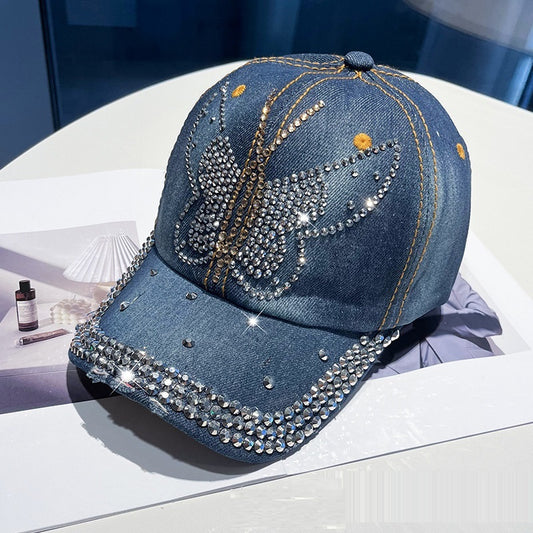 Hot Drilling Washed Denim Baseball Cap Sun-proof