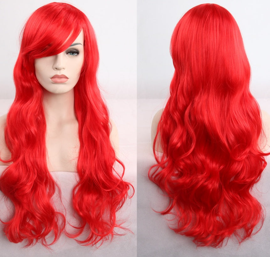 Anime cos wig color 80cm long curly cosplay role playing