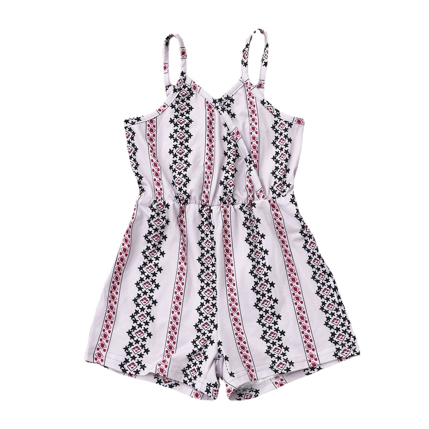 New Children's Clothing Girls Floral Striped Overalls Jumpsuit