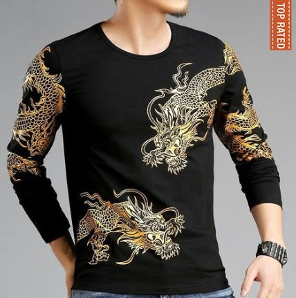 Bronzing 3D Dragon Tee Long Sleeved