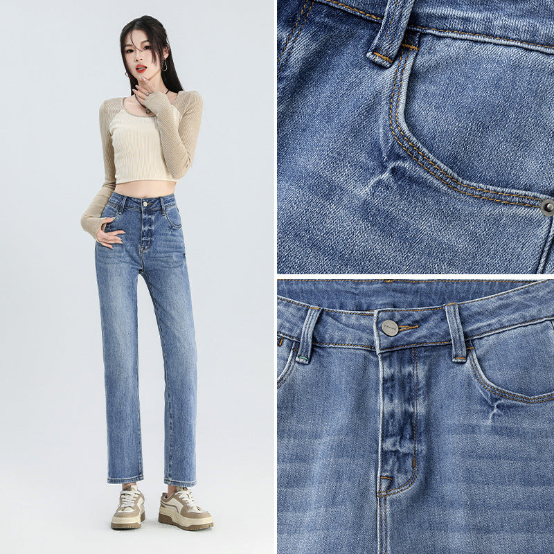 All-match Cropped Straight Jeans For Women