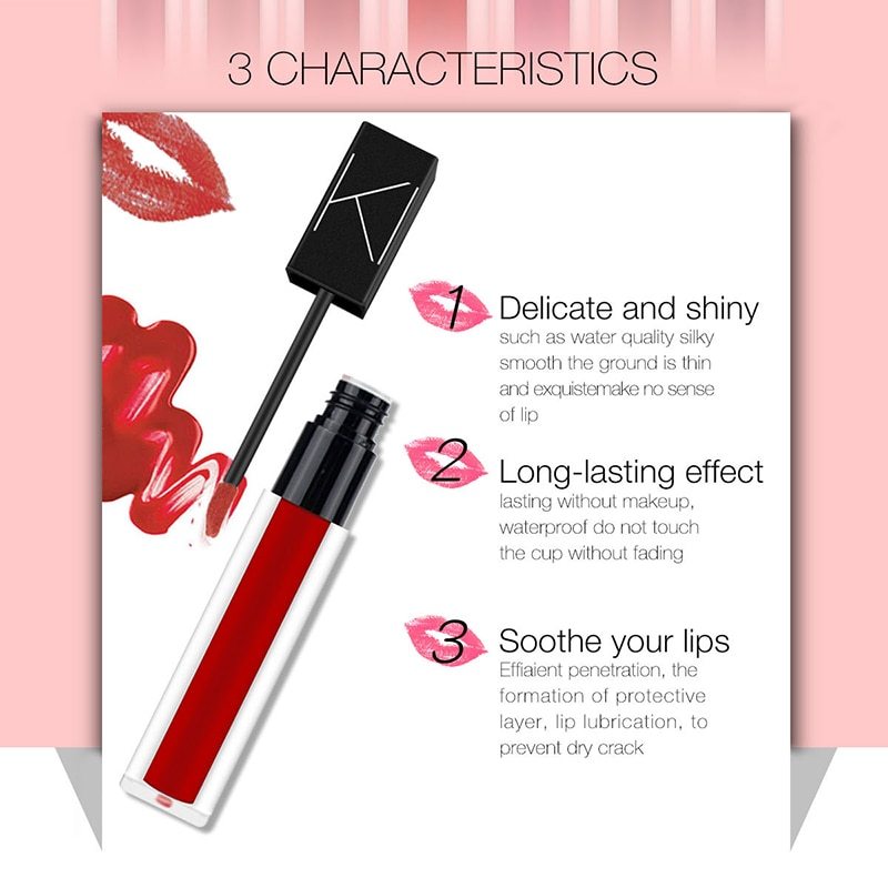 KIMUSE Makeup Matte Smooth Lipstick Liquid Lipstick Matte Waterproof Lips Makeup Cosmetic Long Lasting Matte Lipstick Makeup