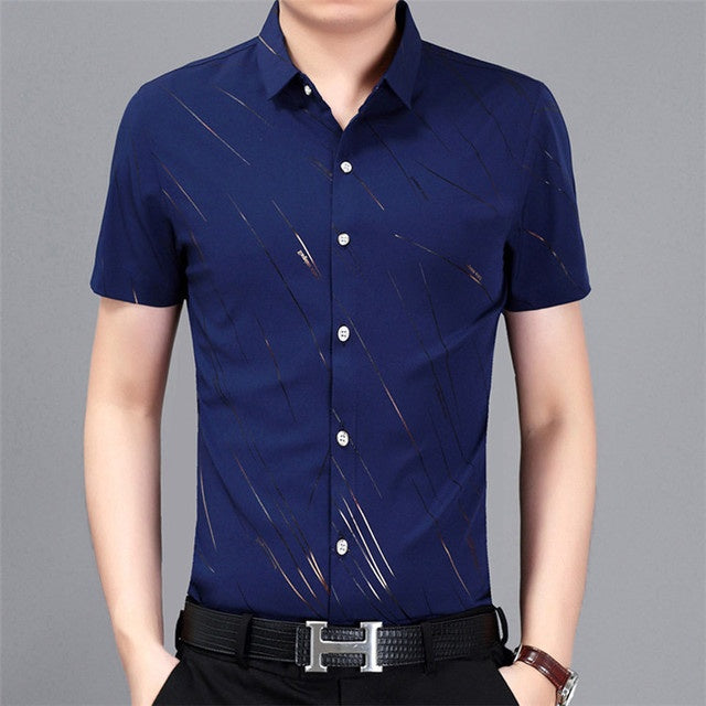 Color cotton short-sleeved shirt