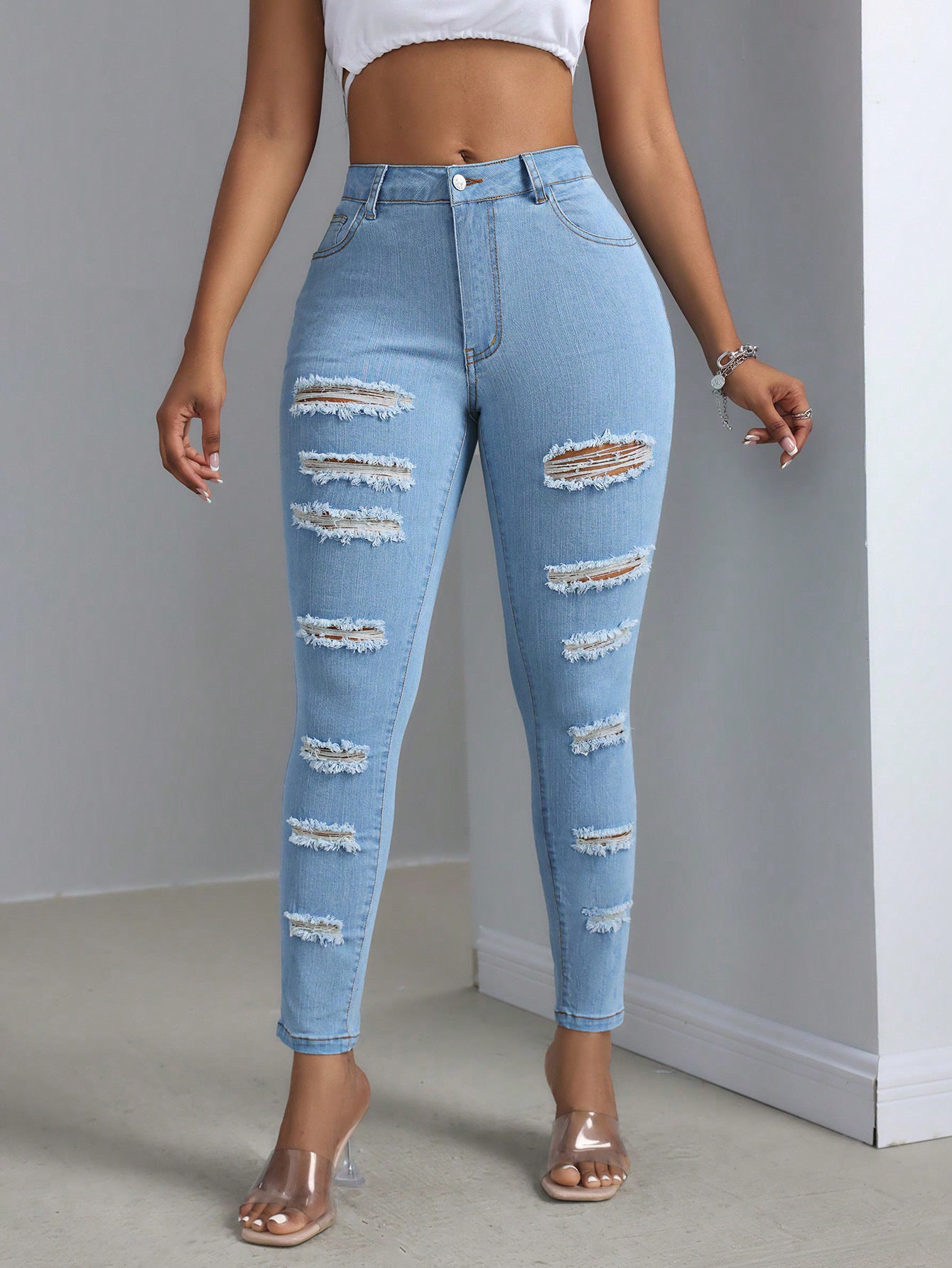 Fashion Personality Women's Ripped Jeans Trousers