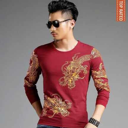 Bronzing 3D Dragon Tee Long Sleeved