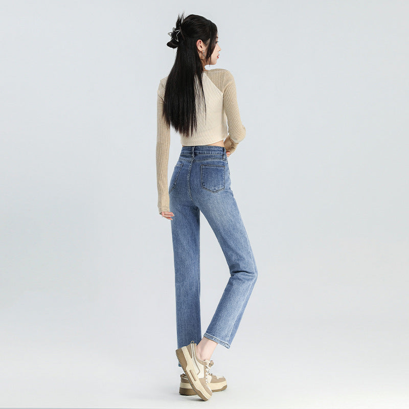 All-match Cropped Straight Jeans For Women