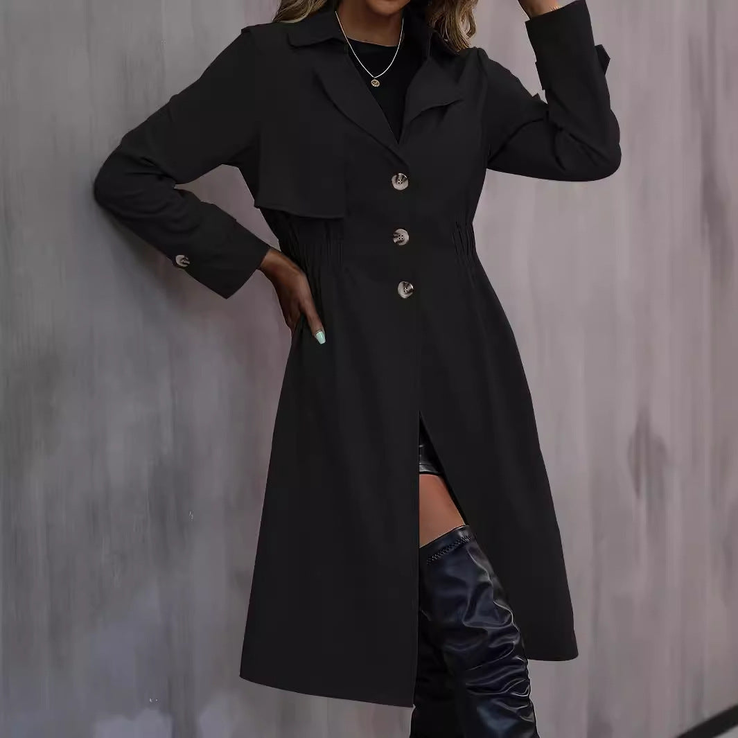 Long Waist Cotton Fashion Jacket Long Sleeve Trench Coat