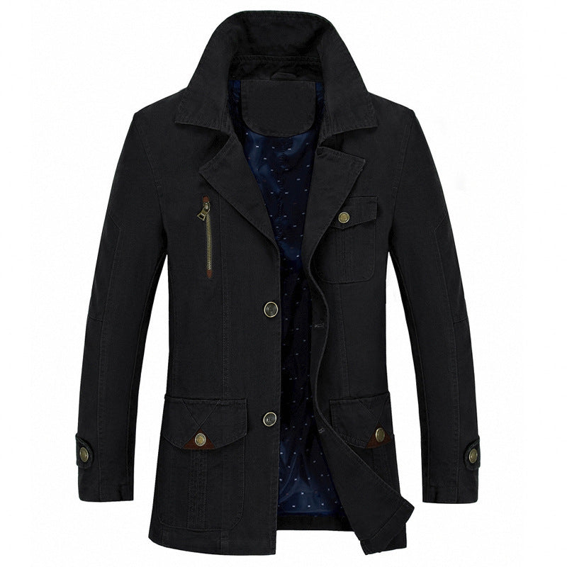 Men's Cotton Casual Mid-Length Trench Coat