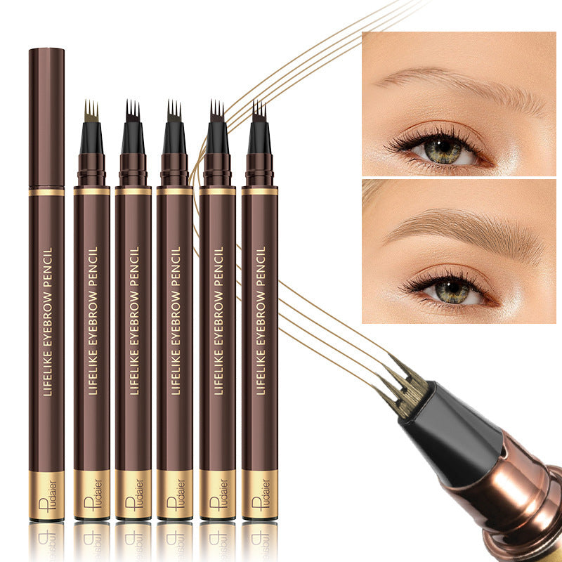 Liquid Four-fork Eyebrow Pencil Waterproof Not Smudge