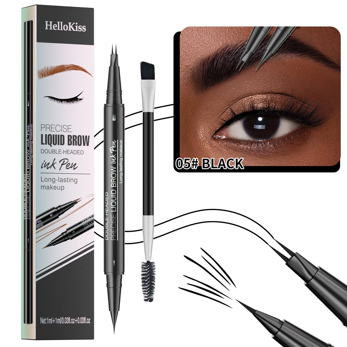 Two Fork Eyebrow Pencil Waterproof Sweat-proof Wild Eyebrow Double Head 2 In1 Eyebrow Pencil Liquid